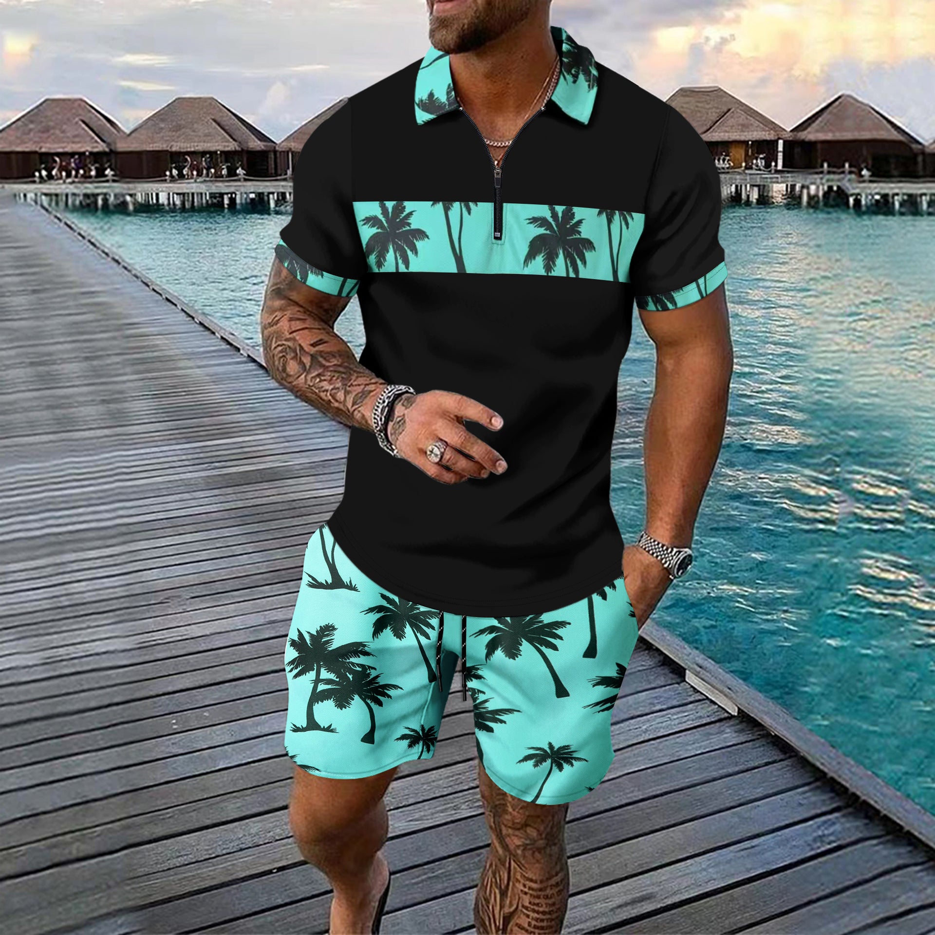 Men's Summer Leisure Two-Piece Set – Top & Shorts