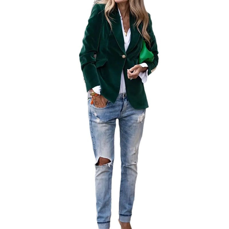 Velvet Lapel Casual Slim Single-breasted Jacket