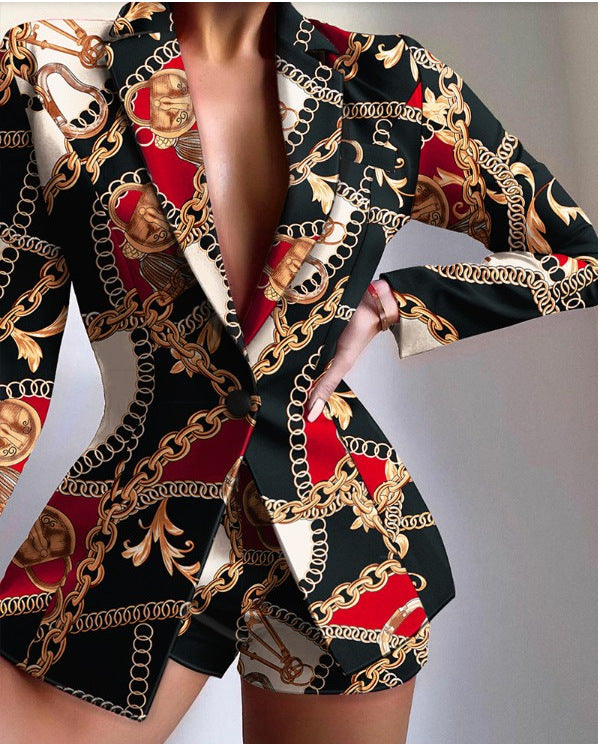 Printed Spliced Blazer Jacket