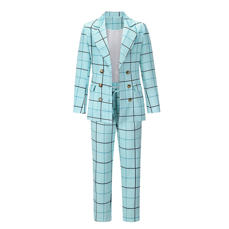 Double-Breasted Slim Suit Set