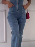 Patchwork Denim Jumpsuit