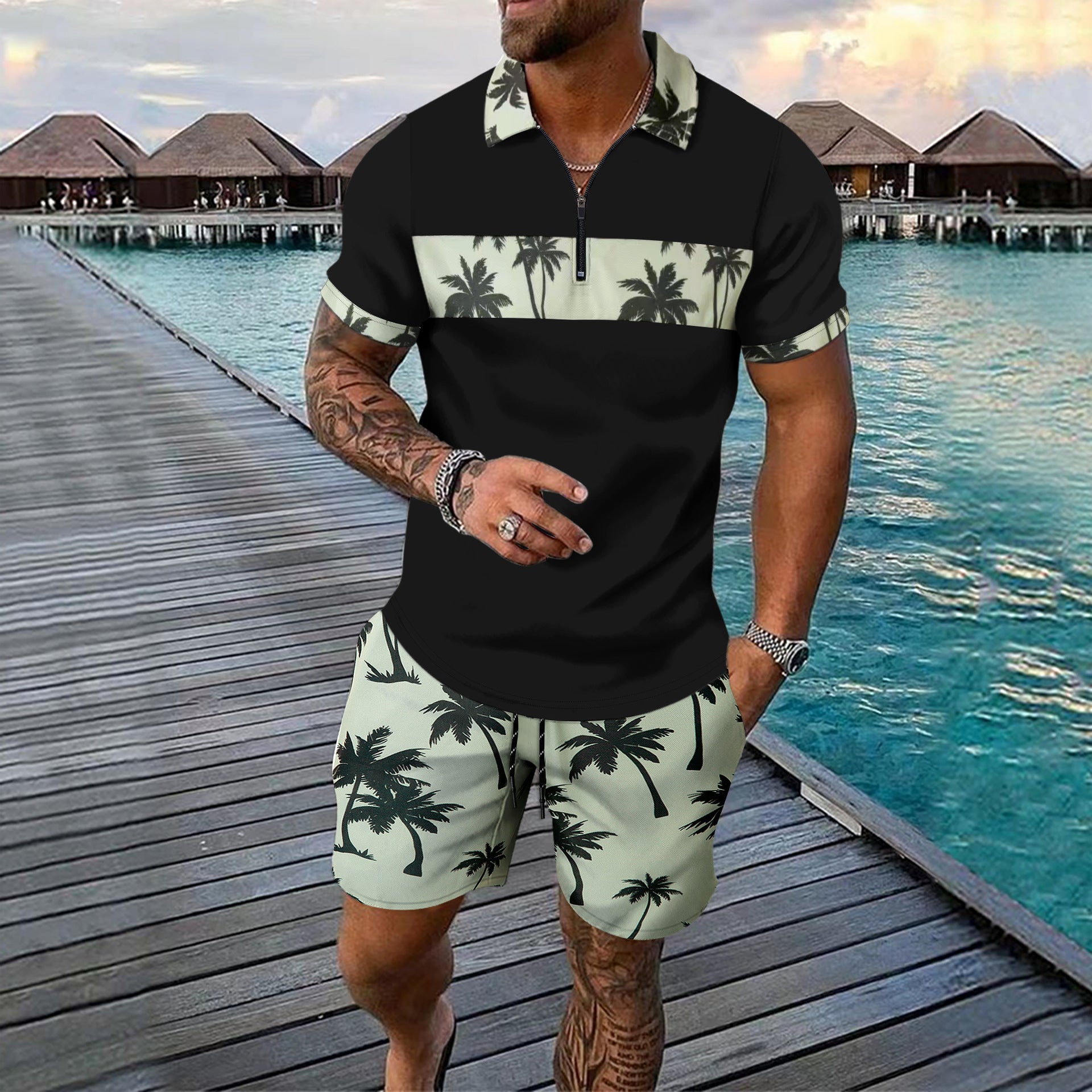 Men's Summer Leisure Two-Piece Set – Top & Shorts