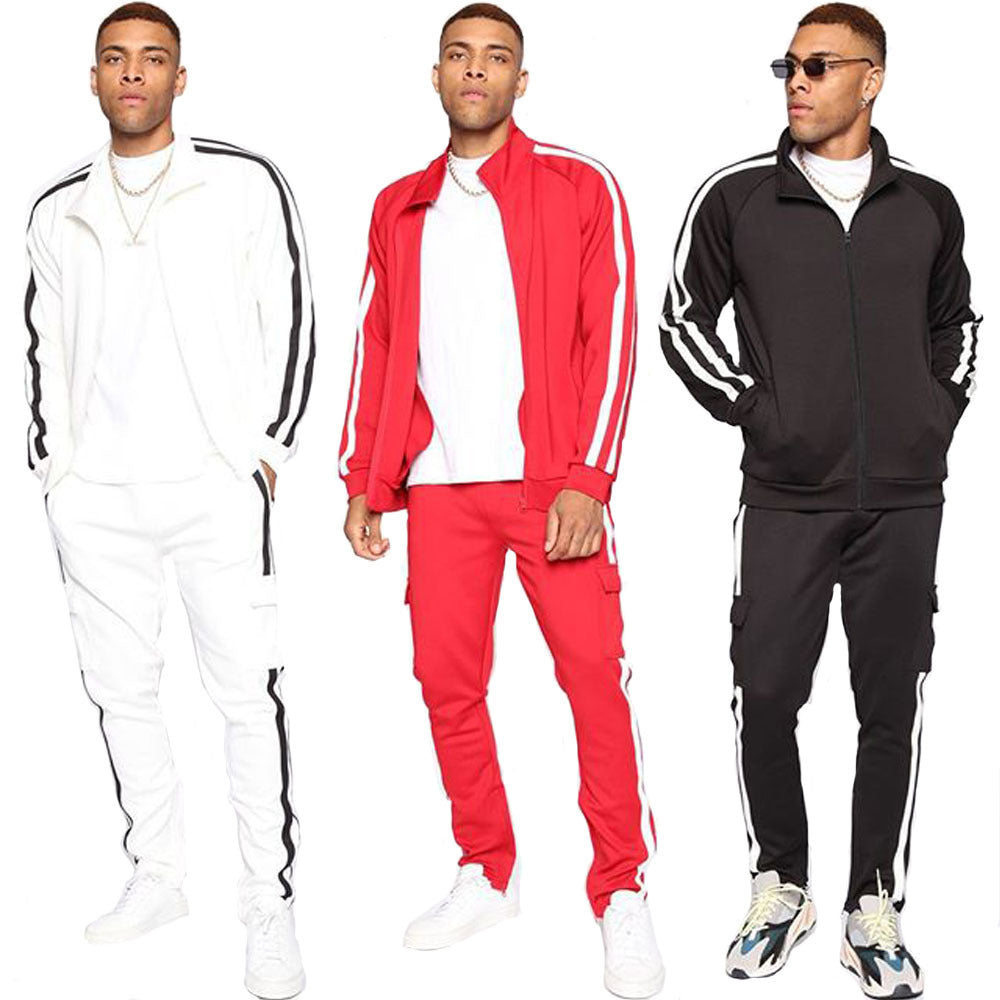 Men's Stripe Color-Block Track Suit