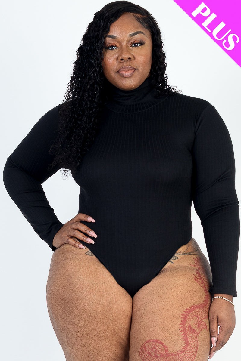 Plus Size Turtle Neck Long Sleeve Bodysuit