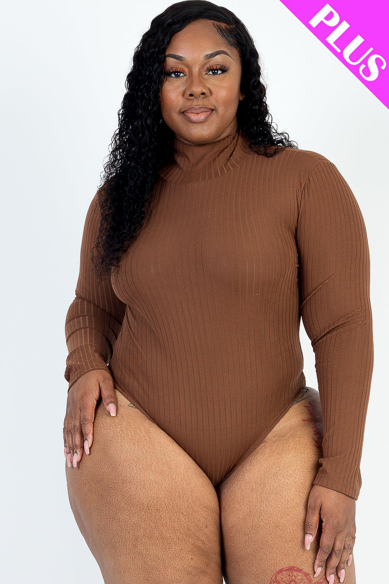 Plus Size Turtle Neck Long Sleeve Bodysuit