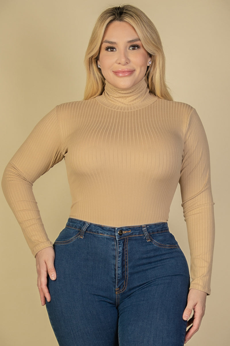 Plus Size Turtle Neck Long Sleeve Bodysuit