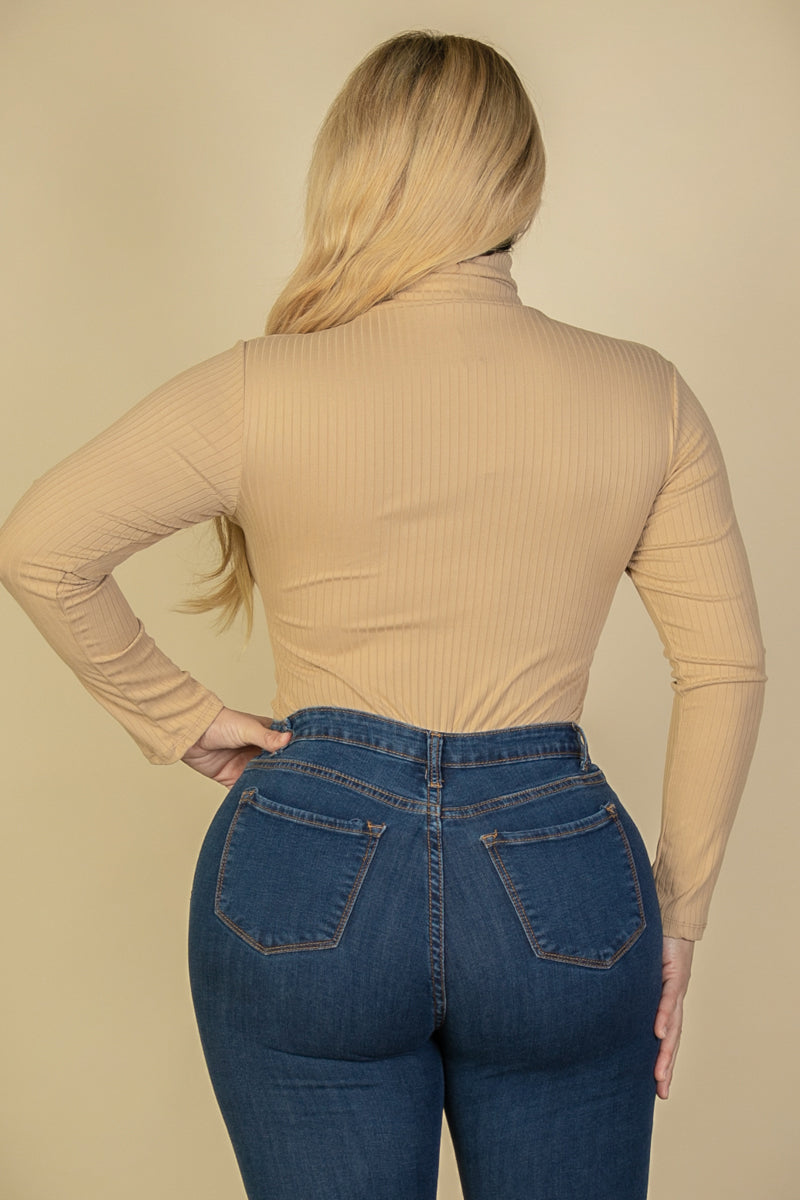 Plus Size Turtle Neck Long Sleeve Bodysuit