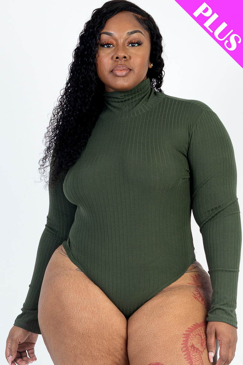 Plus Size Turtle Neck Long Sleeve Bodysuit