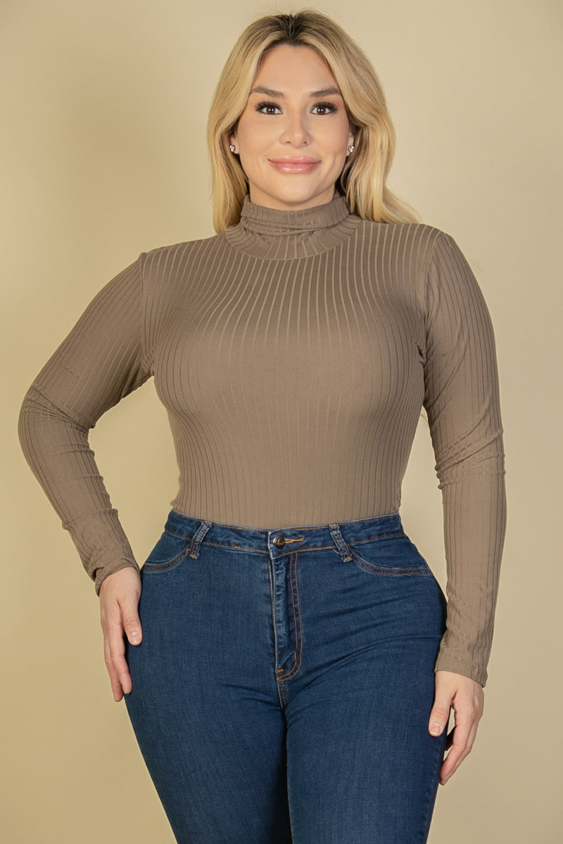 Plus Size Turtle Neck Long Sleeve Bodysuit