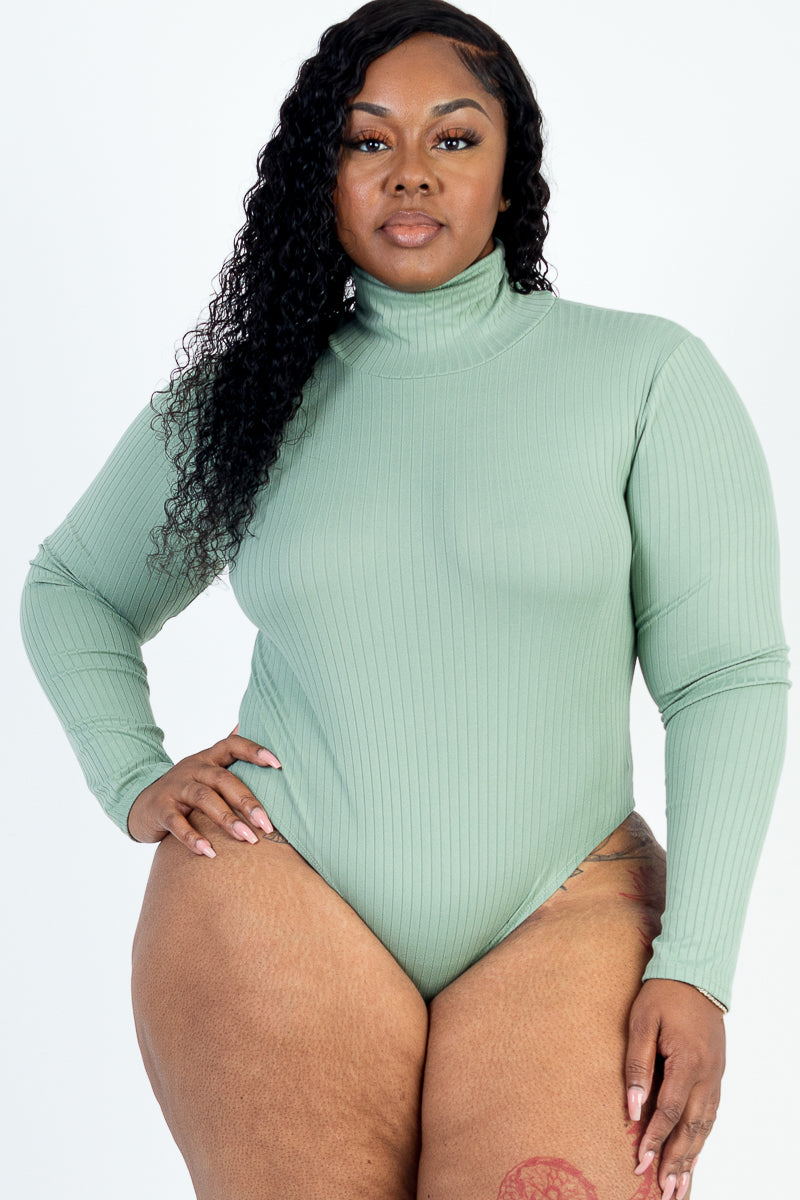 Plus Size Turtle Neck Long Sleeve Bodysuit