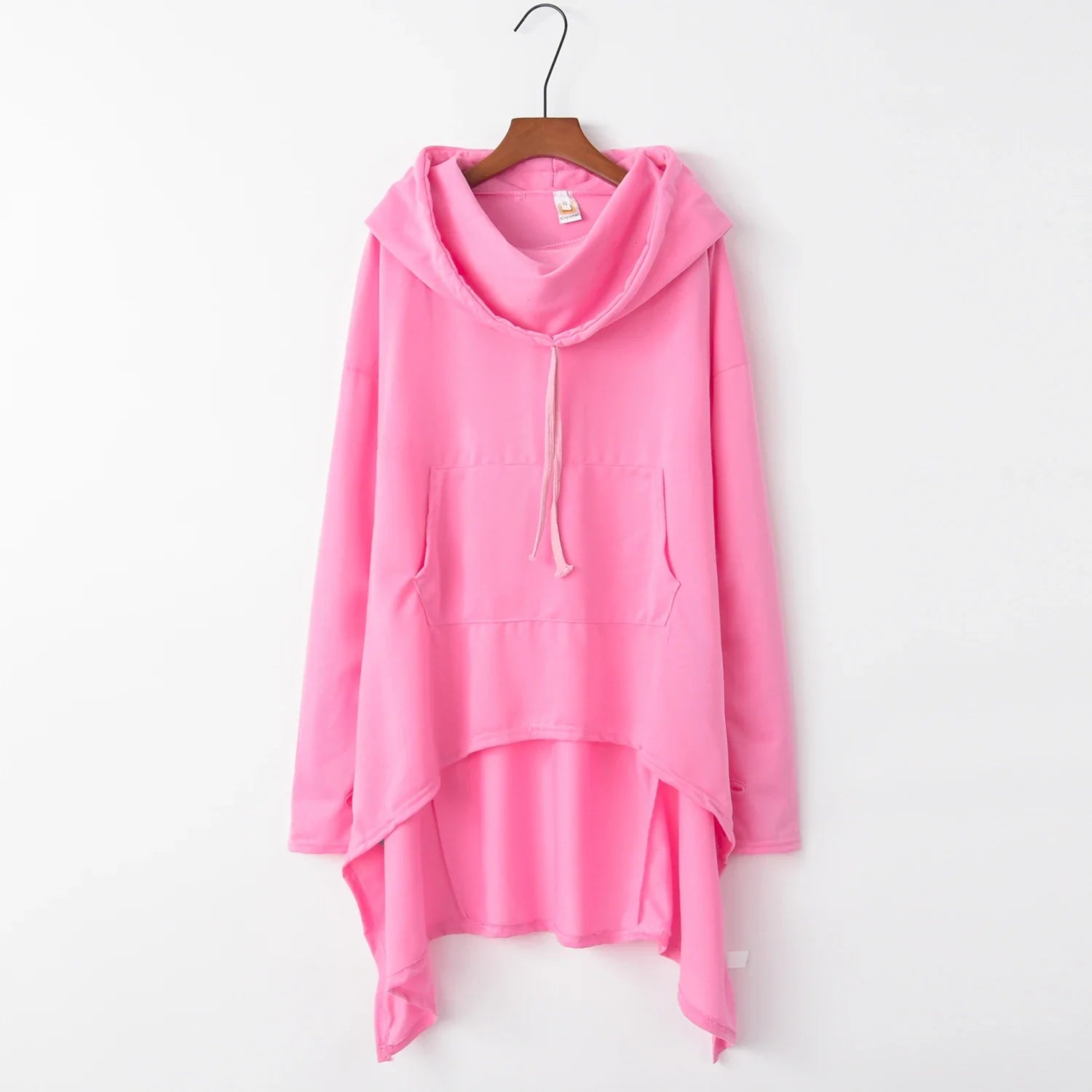 Women's Oversized Solid Hoodie — Loose Fit, Pockets, Autumn/Winter