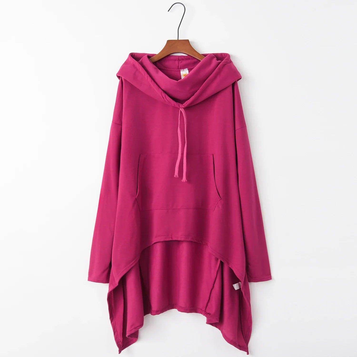 Women's Oversized Solid Hoodie — Loose Fit, Pockets, Autumn/Winter