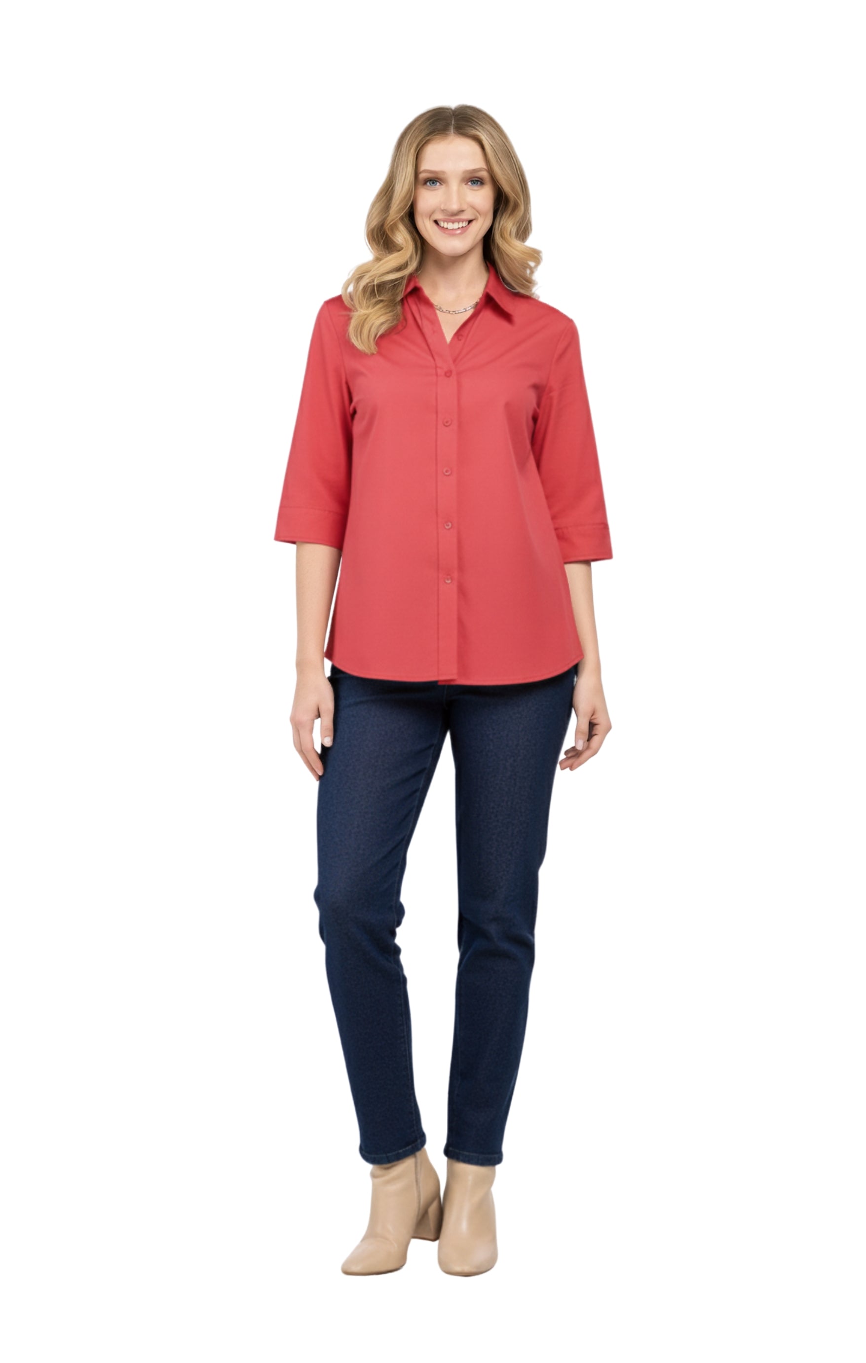 Women Button Down Collared Shirt