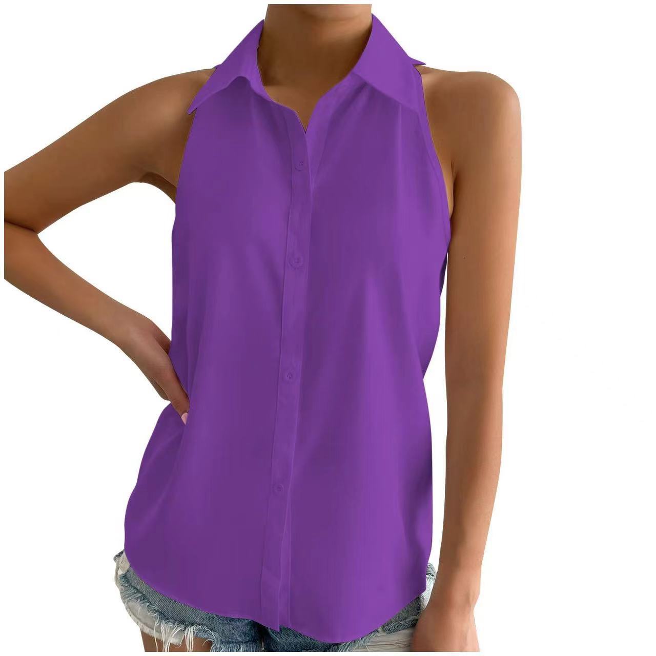 Satin Sleeveless Shirt Women