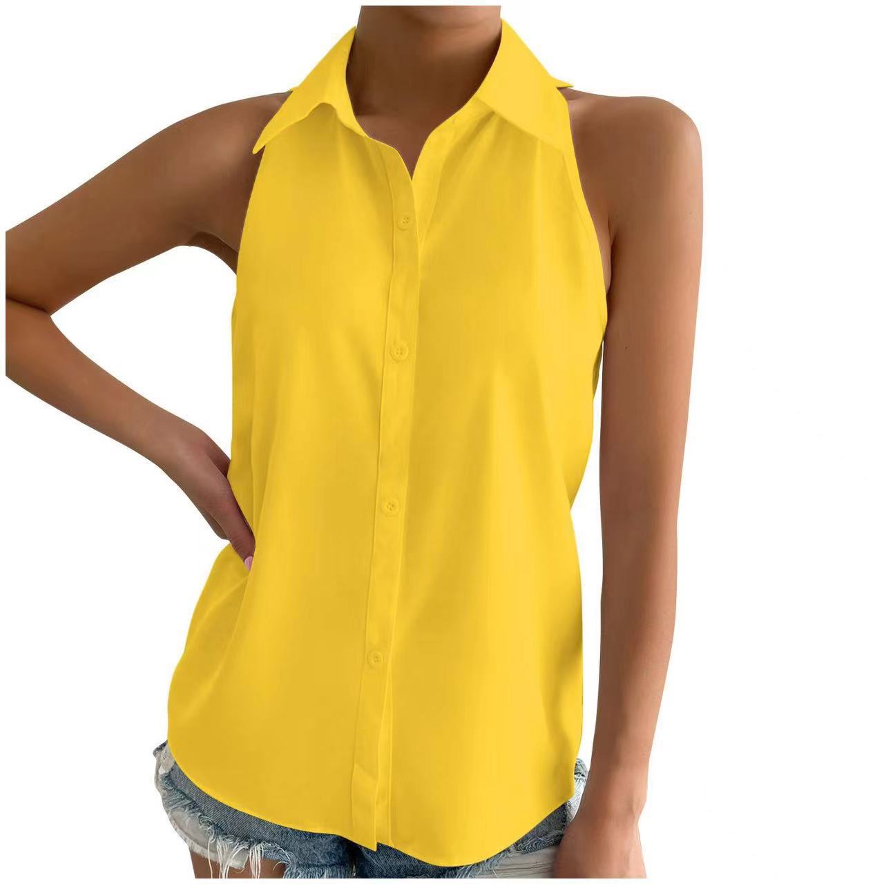 Satin Sleeveless Shirt Women