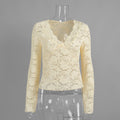 Lace V neck Long Sleeve Shirt