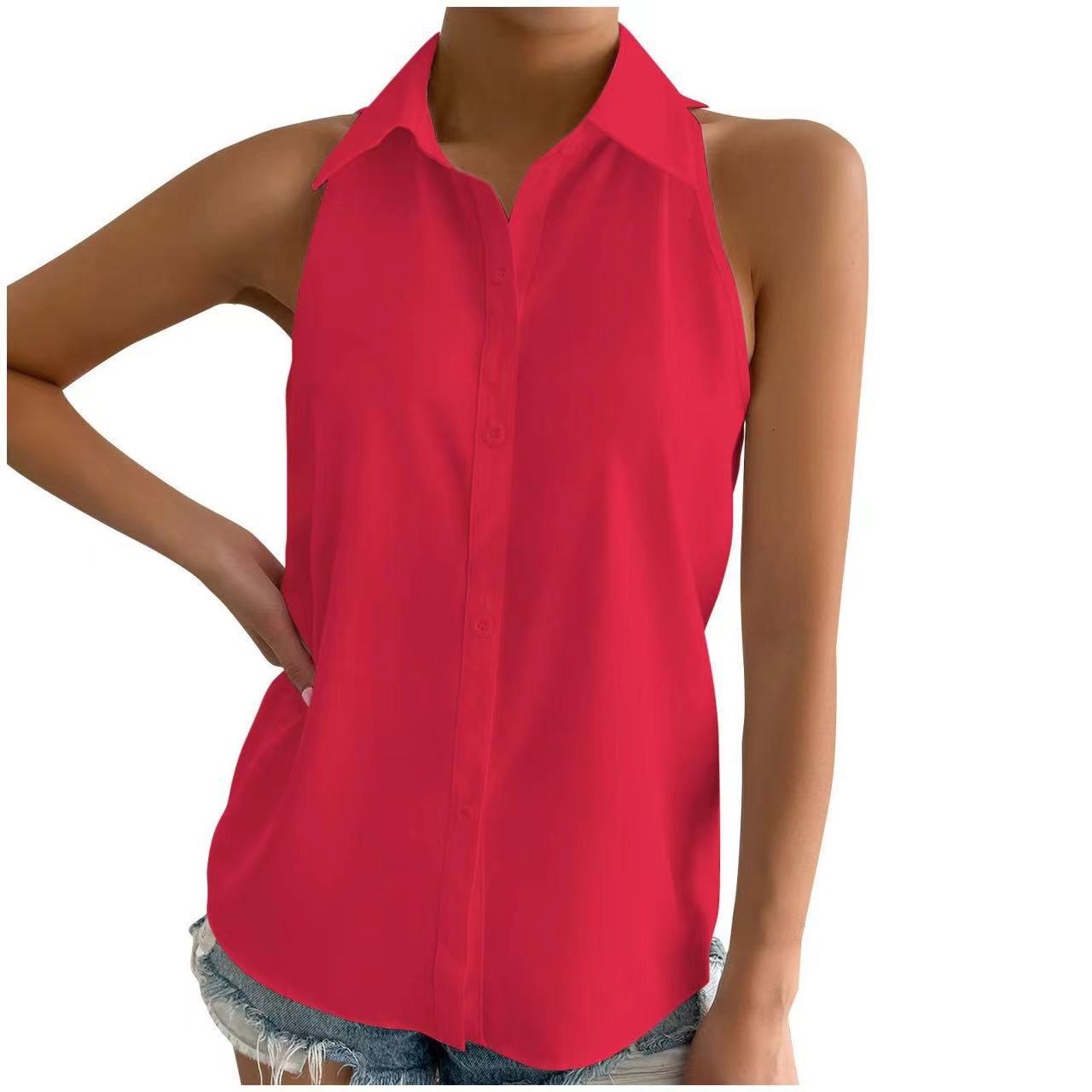 Satin Sleeveless Shirt Women