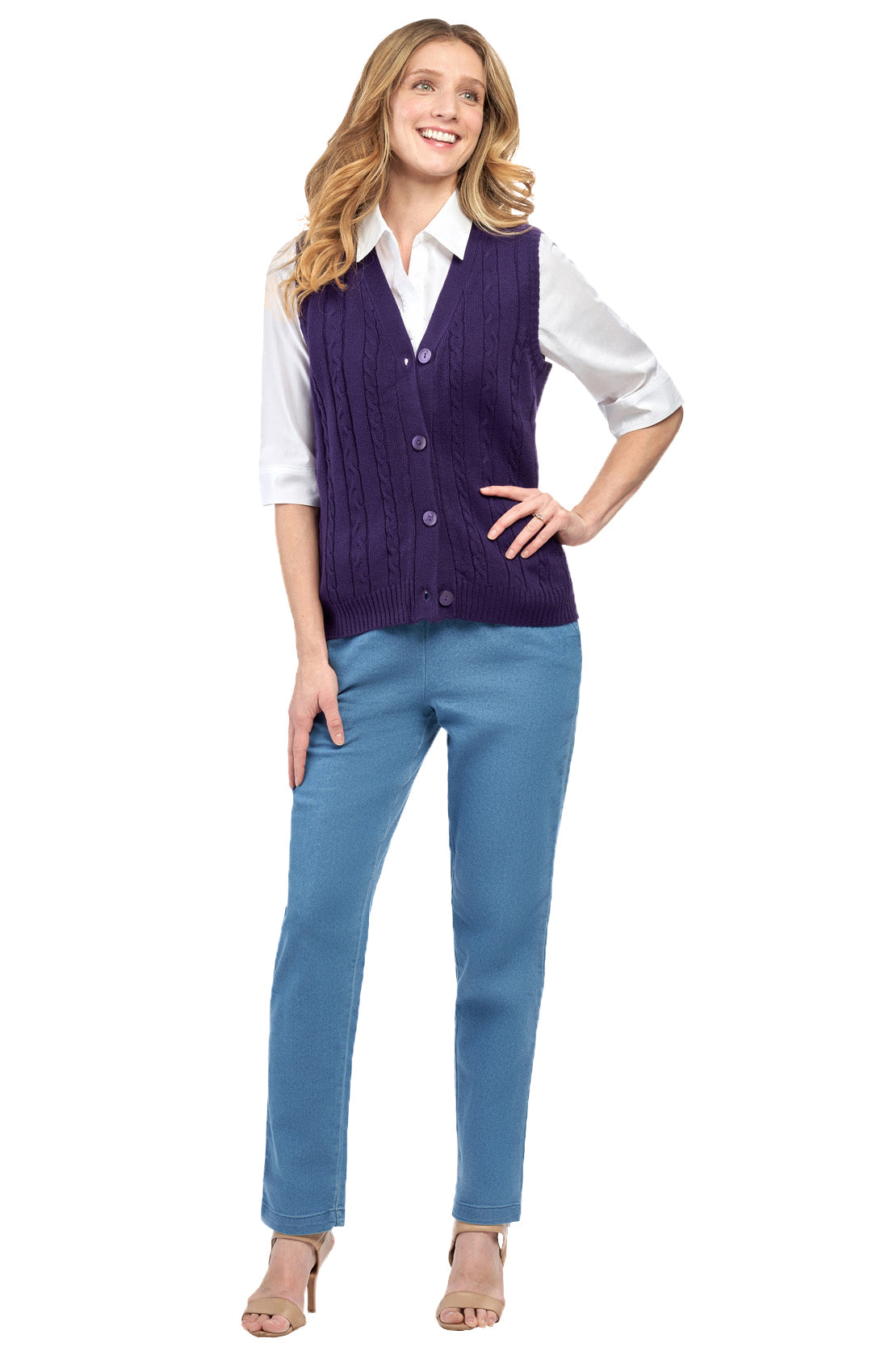 Womens Button Front Sweater Vest