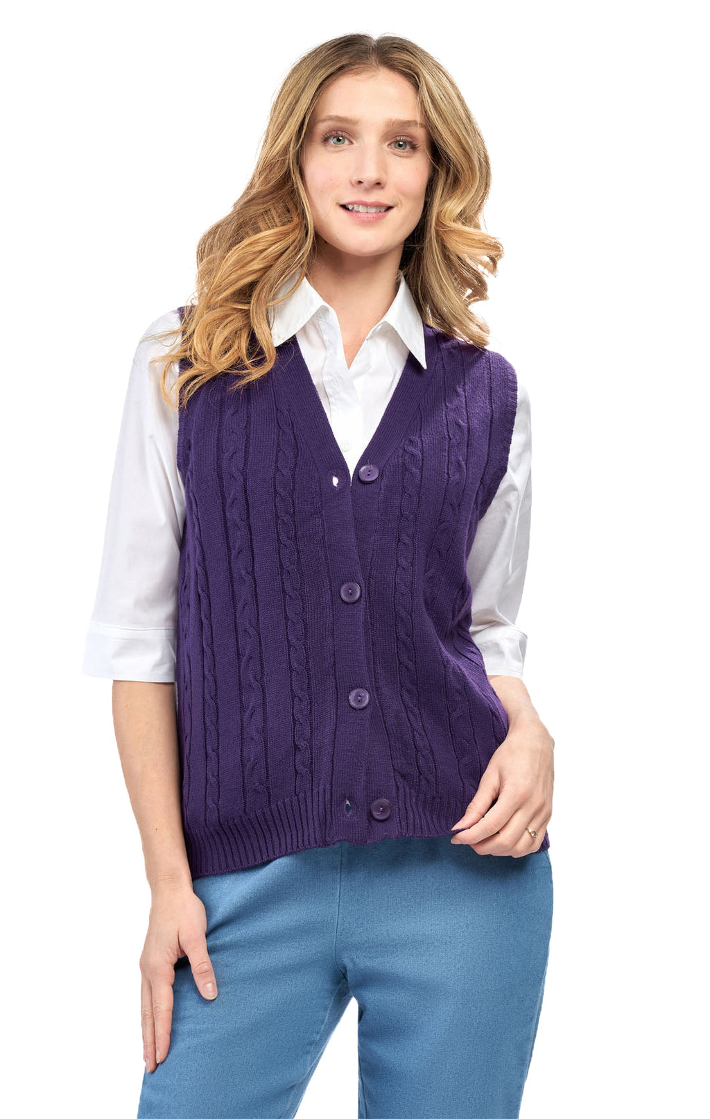 Womens Button Front Sweater Vest