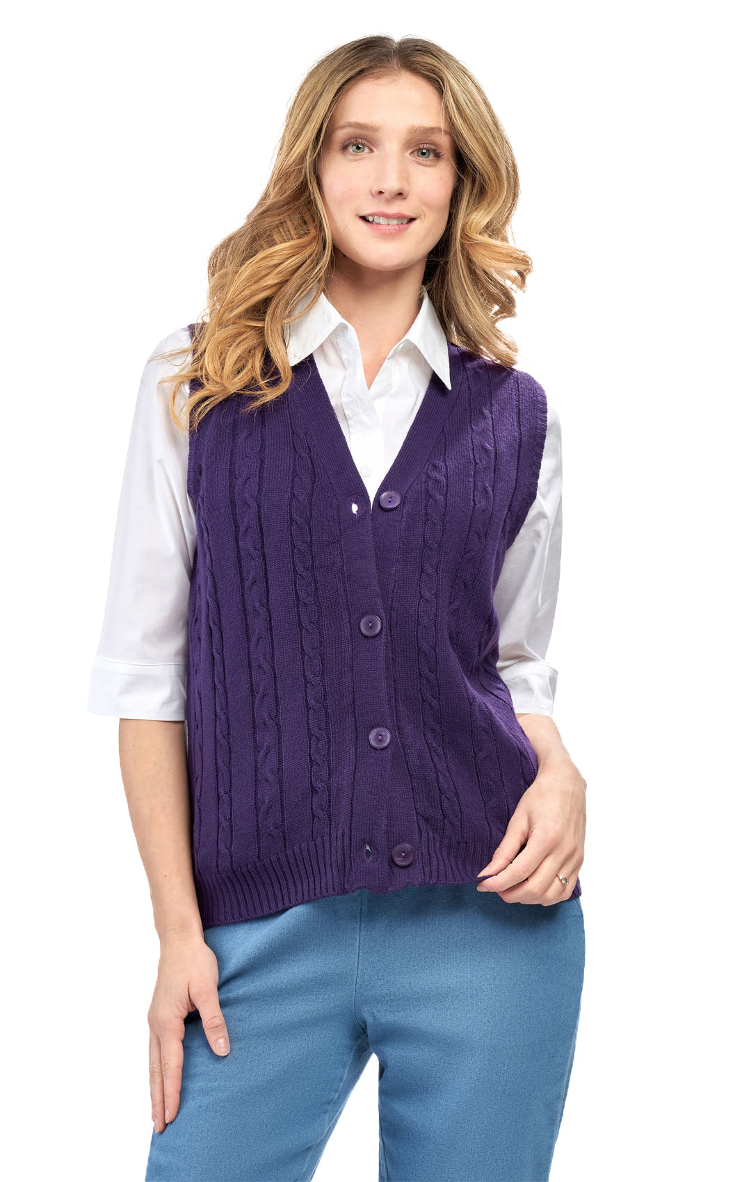 Womens Button Front Sweater Vest