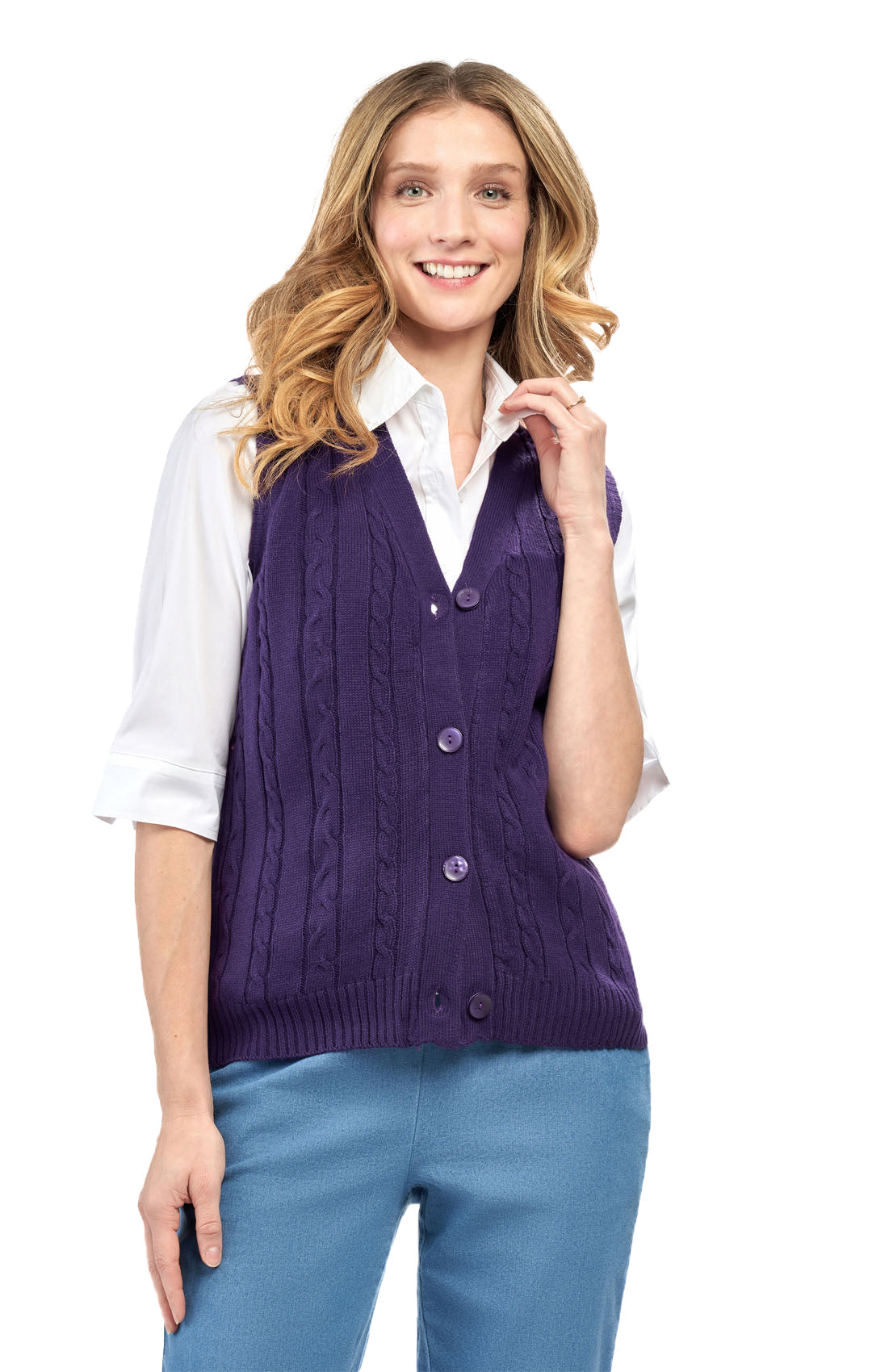Womens Button Front Sweater Vest