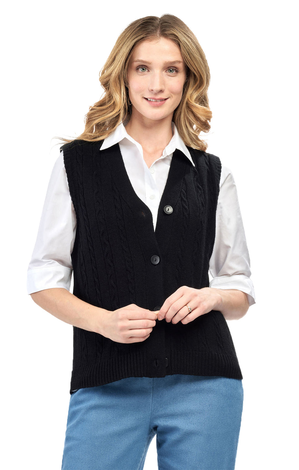 Womens Button Front Sweater Vest