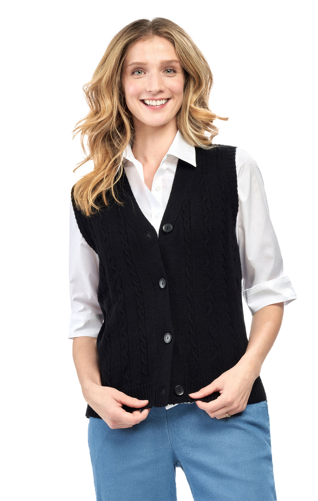Womens Button Front Sweater Vest
