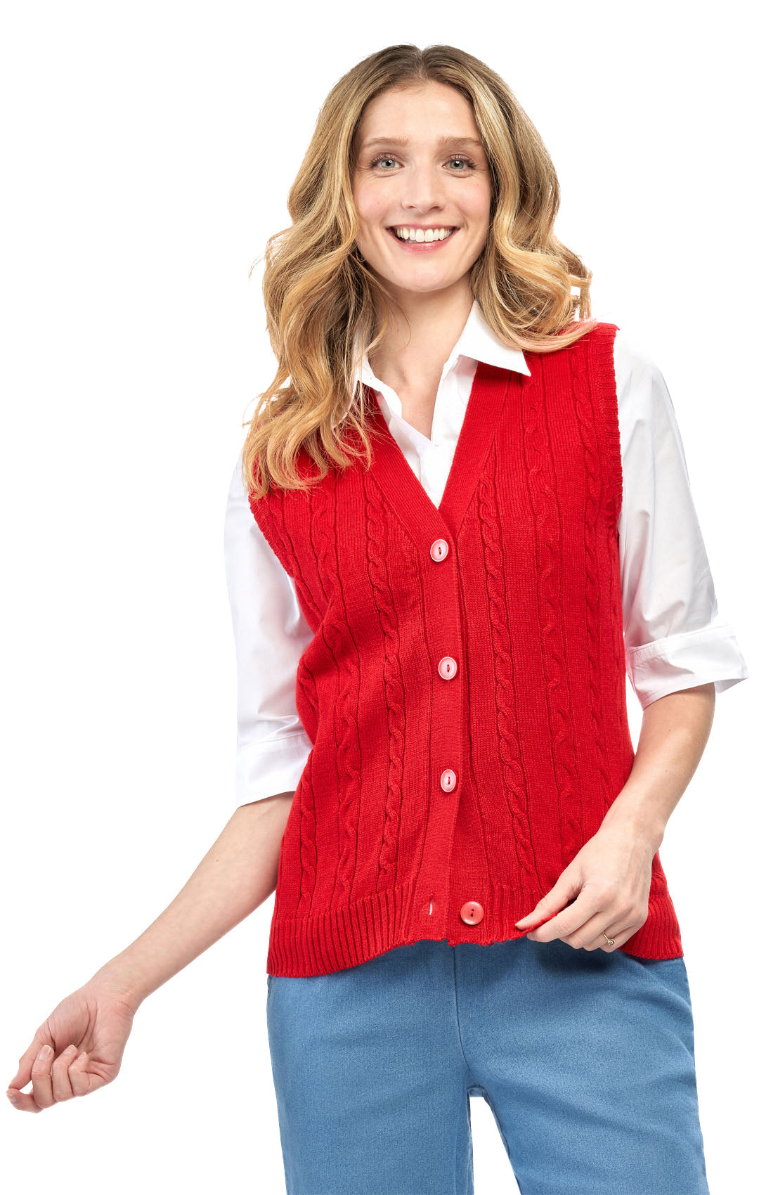 Womens Button Front Sweater Vest
