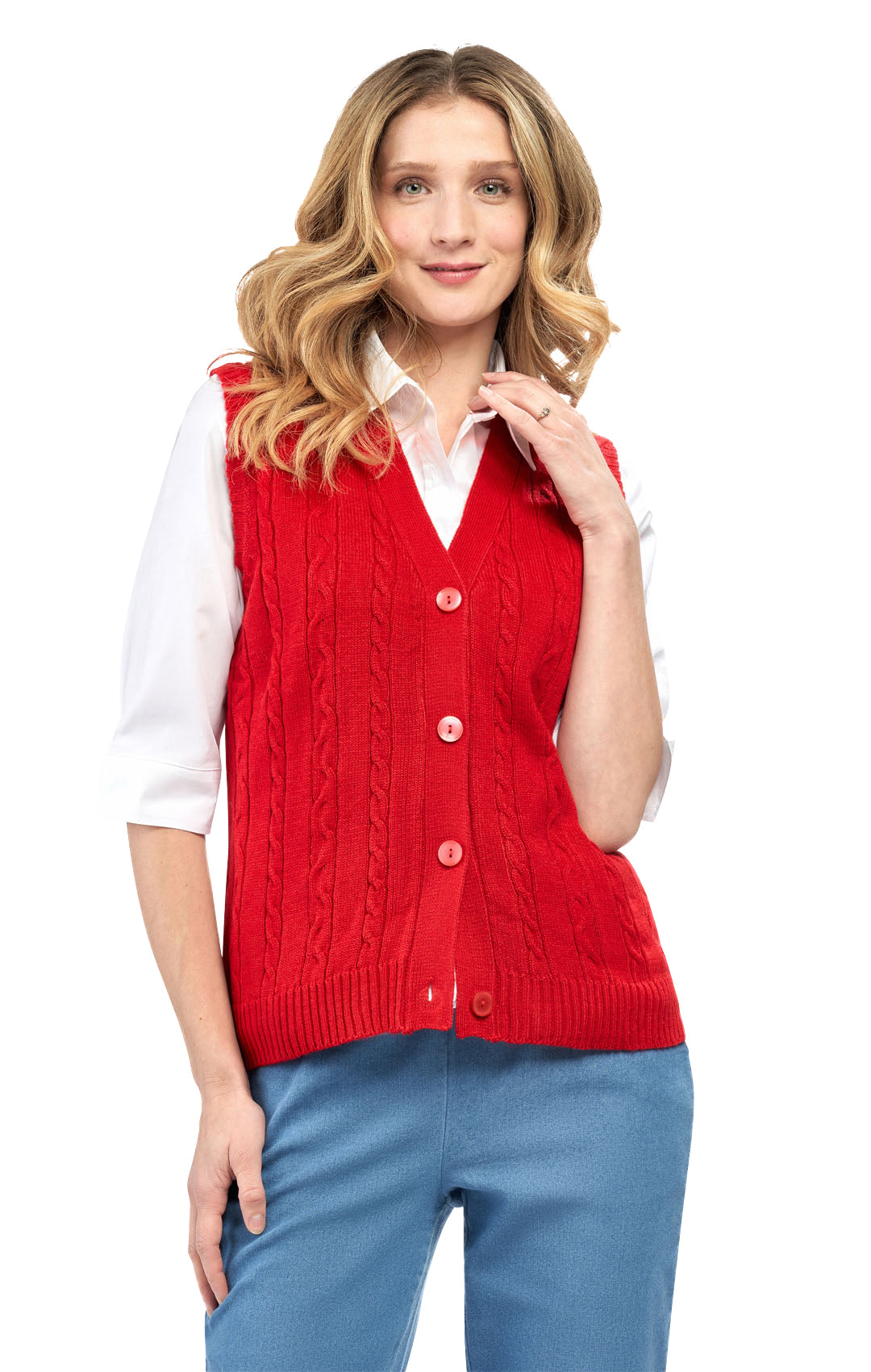 Damen Pulloverweste mit Knopfleiste