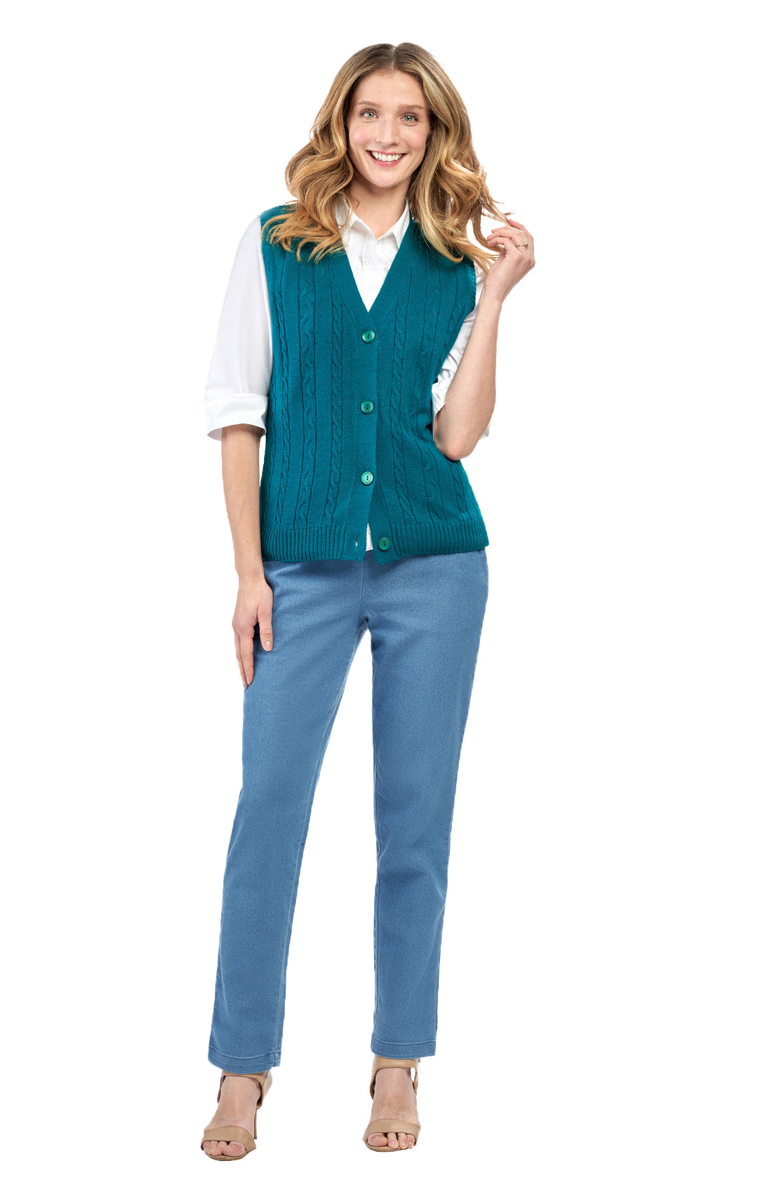 Womens Button Front Sweater Vest