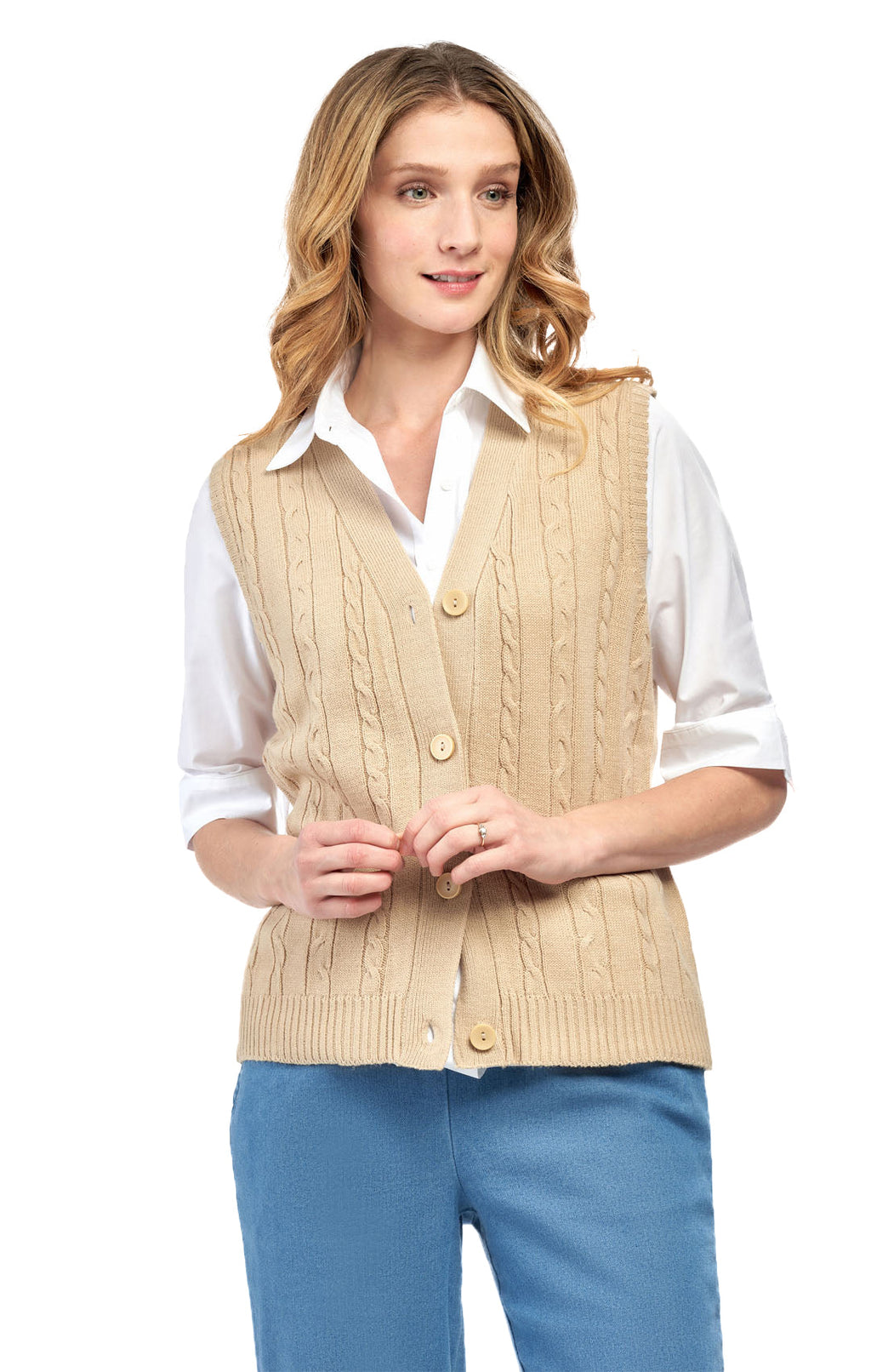 Womens Button Front Sweater Vest