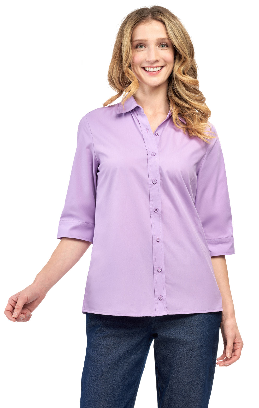 Women Button Down Collared Shirt