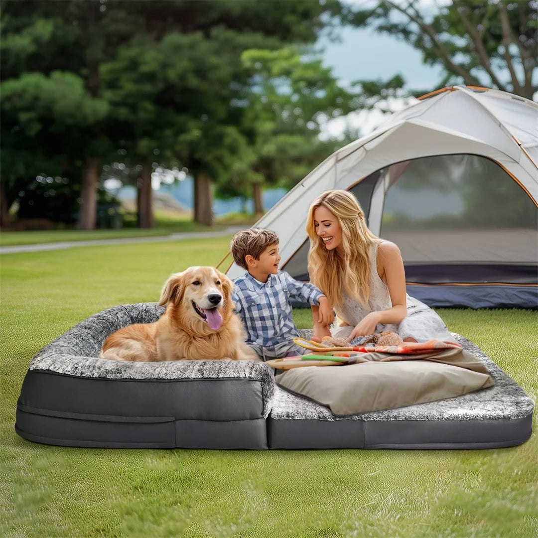Dog Bed Foldable Calming Pet Dog Bed Plush Cover Orthopedic