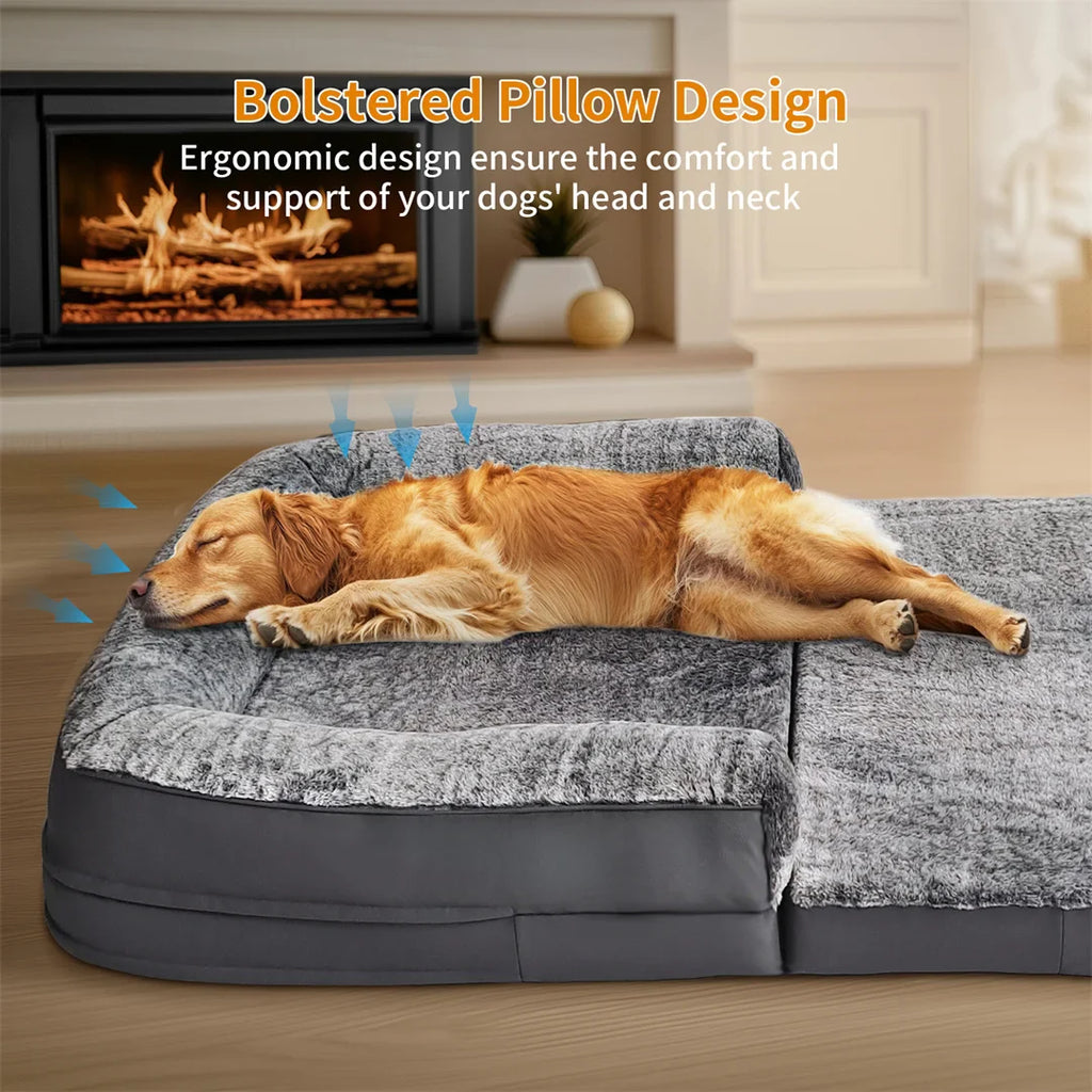 Dog Bed Foldable Calming Pet Dog Bed Plush Cover Orthopedic
