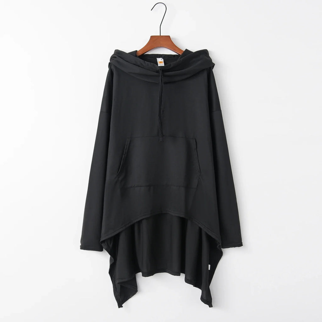 Women's Oversized Solid Hoodie — Loose Fit, Pockets, Autumn/Winter