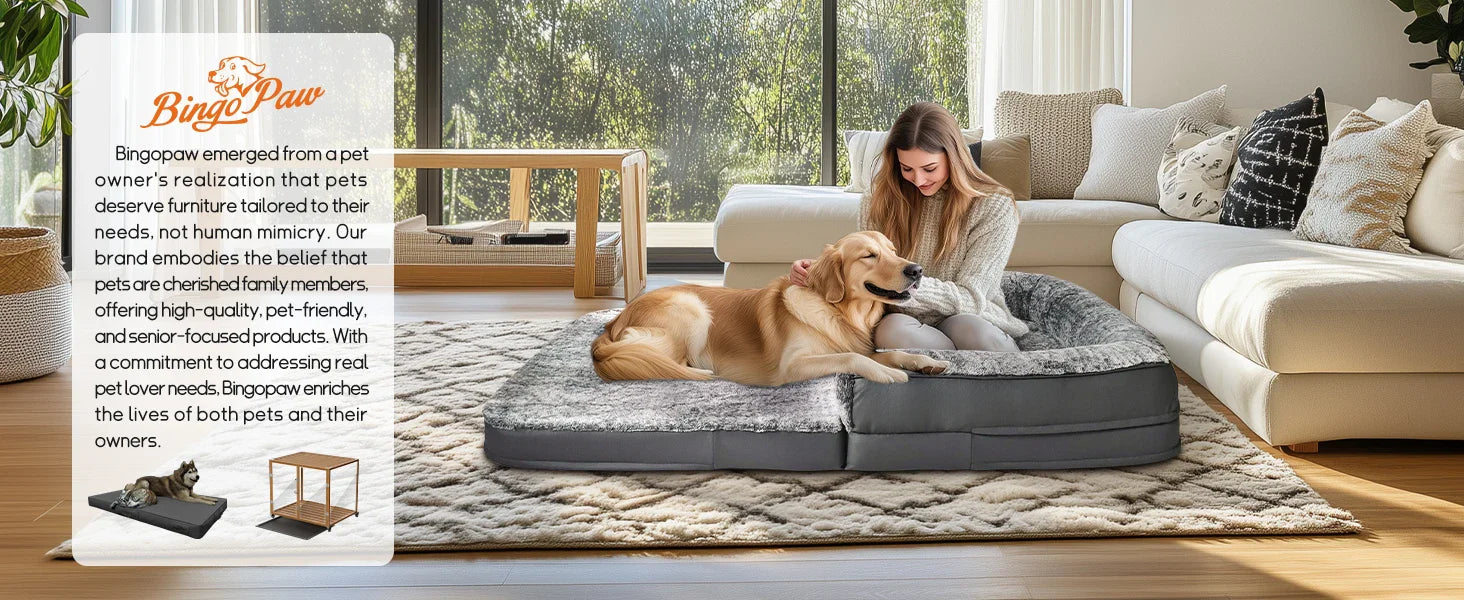 Dog Bed Foldable Calming Pet Dog Bed Plush Cover Orthopedic