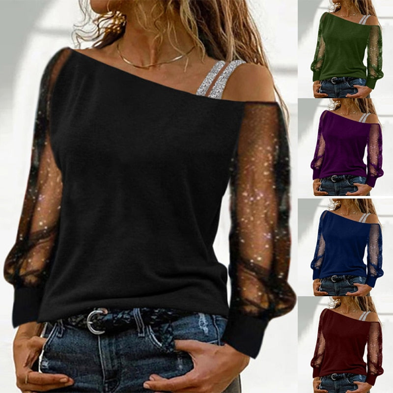 Woman Off Shoulder Casual T-shirt