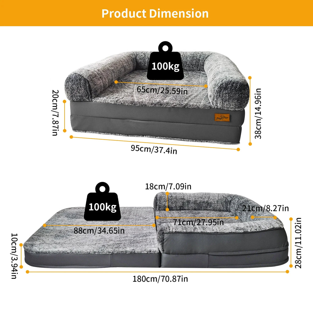 Dog Bed Foldable Calming Pet Dog Bed Plush Cover Orthopedic