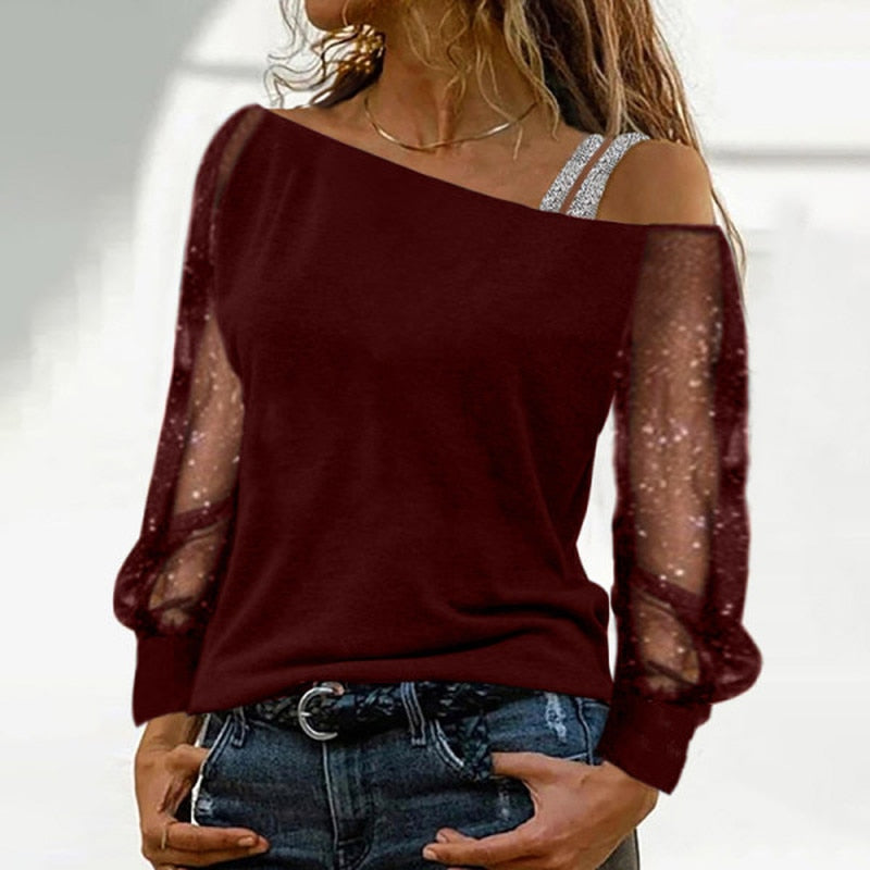 Woman Off Shoulder Casual T-shirt