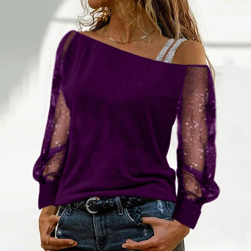 Woman Off Shoulder Casual T-shirt
