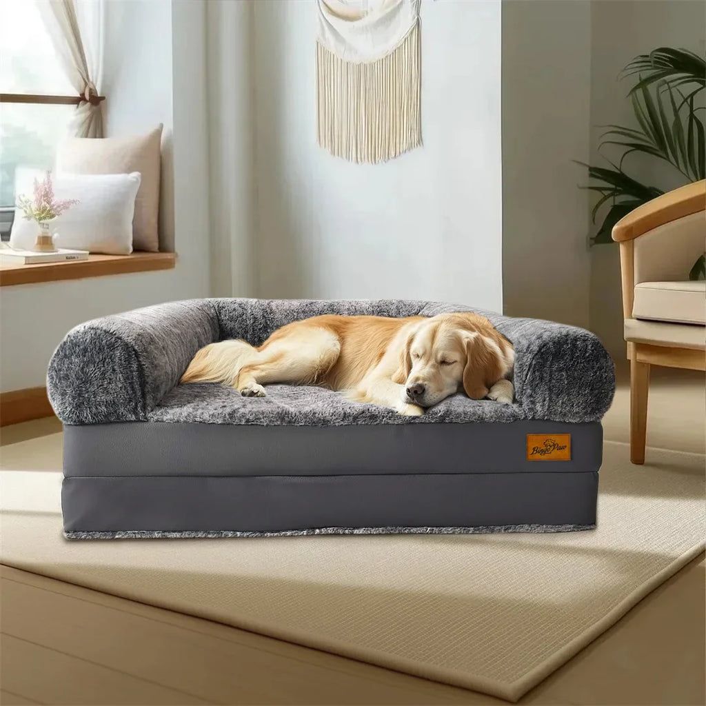 Dog Bed Foldable Calming Pet Dog Bed Plush Cover Orthopedic