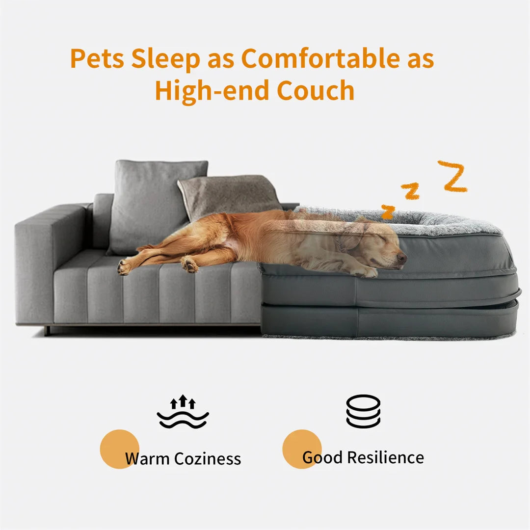 Dog Bed Foldable Calming Pet Dog Bed Plush Cover Orthopedic