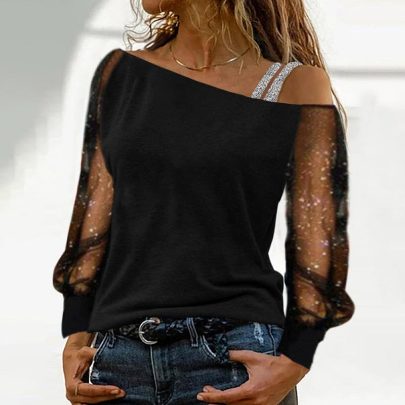 Woman Off Shoulder Casual T-shirt