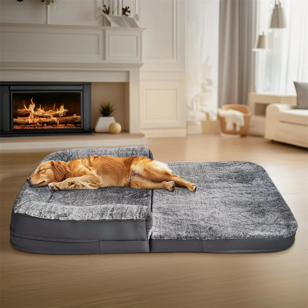 Dog Bed Foldable Calming Pet Dog Bed Plush Cover Orthopedic