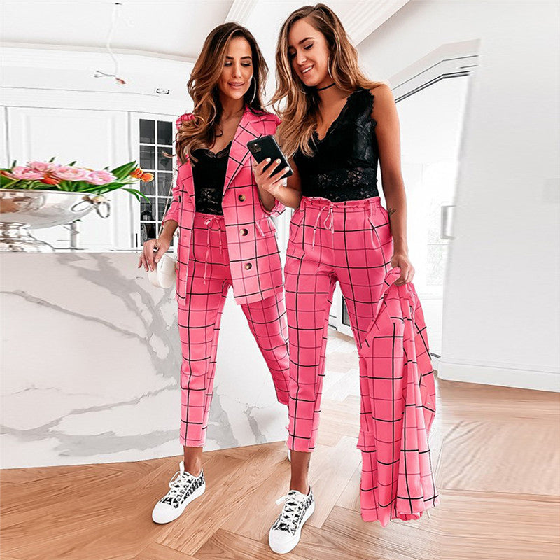 Double-Breasted Slim Suit Set