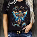 Women's Short Sleeve T-Shirt - "God is My Strength" Graphic Print