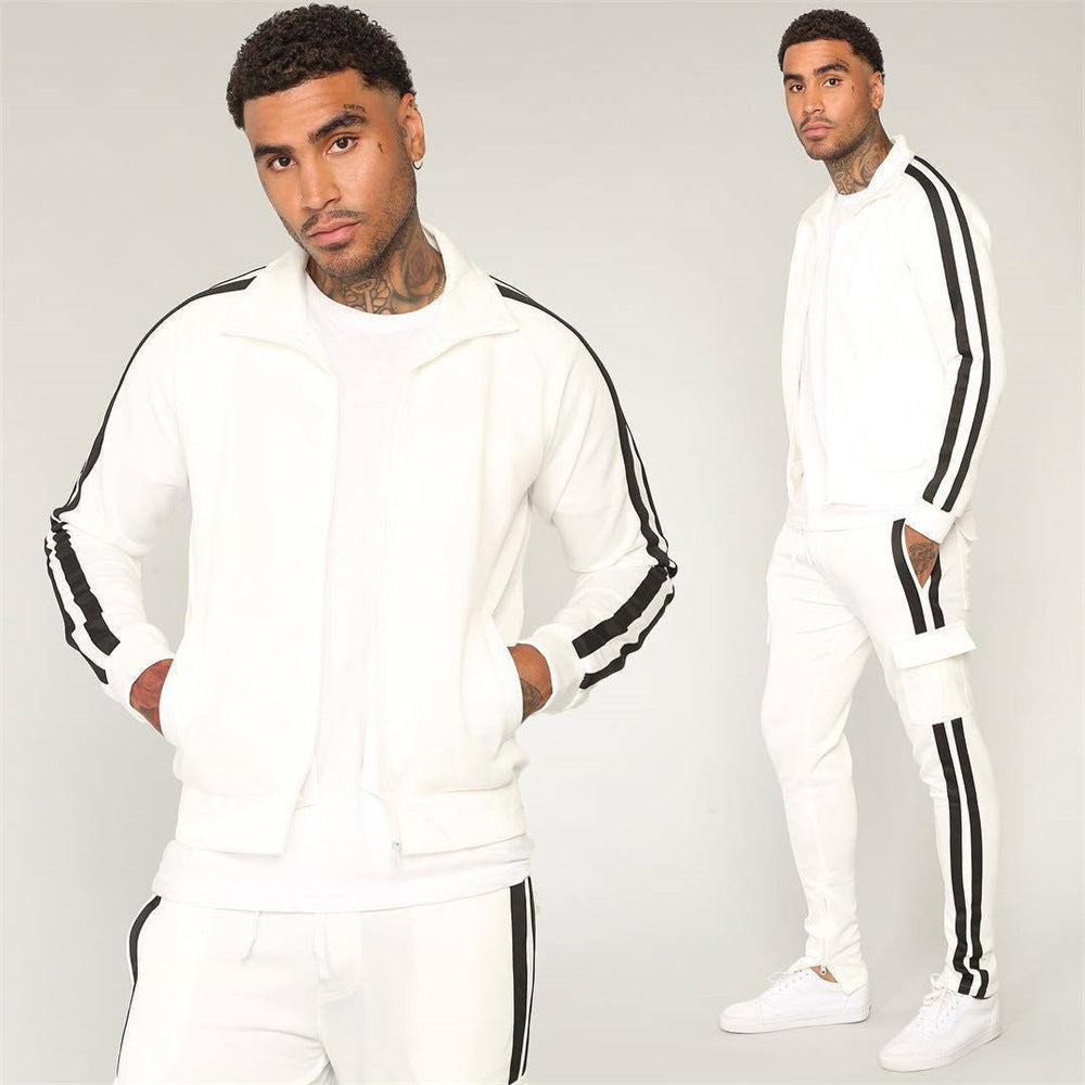 Men's Stripe Color-Block Track Suit
