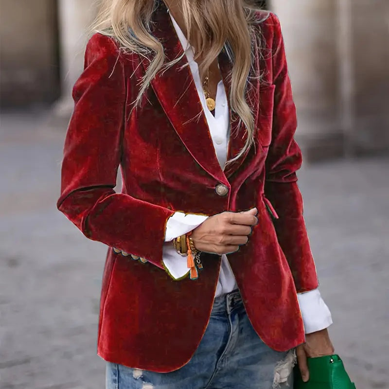 Velvet Lapel Casual Slim Single-breasted Jacket
