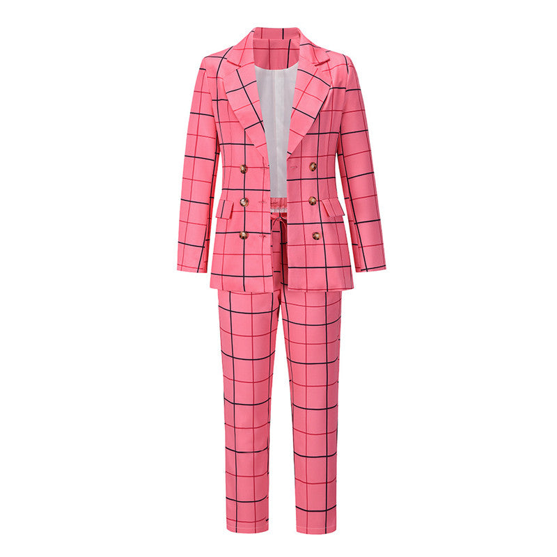 Double-Breasted Slim Suit Set