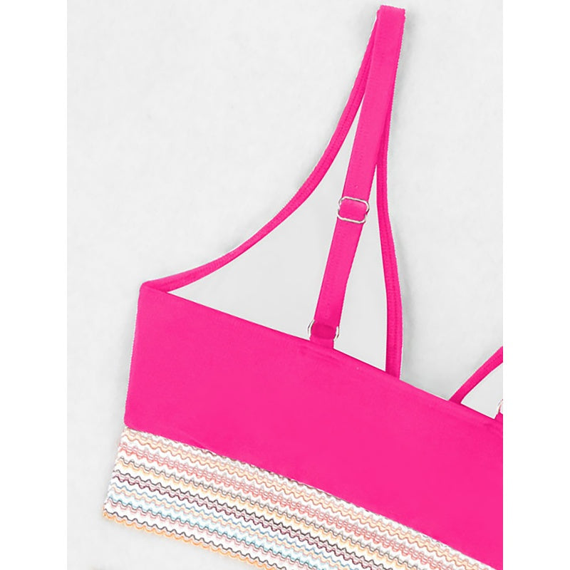 Women's High Waisted Bikini Set – Two Piece Tummy Control Color Block Swimsuit